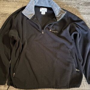 Vintage Champion Black and Gray Quarter-Zip Pullover